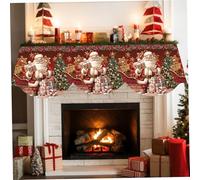 CAKEEYUM Écharpe de cheminée de Noël 200 x 50, 8 cm, décorations cheminée, Père Noël, Flocon Neige, Arbre, écharpe pour Salon