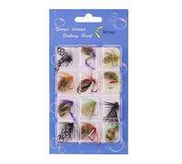 CAKEEYUM Ensemble de leurres de pêche à la Mouche, Kit d'assortiment leurres pêche à la Mouche, appâts artificiels pour Insectes, Crochet Unique, Style 1 leurre, Kit Mouches, Assortiment