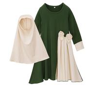 CAKEEYUM Ensemble pour Filles avec Hijab, Robe Maxi Islamique à Manches Longues pour Enfants, idéale pour l'Aïd et Le Ramadan. Taille S. Prière, Hijab pour Enfants, vêtements musulmans, Abayas.