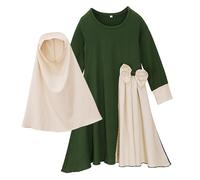 CAKEEYUM Ensemble pour Filles avec Hijab, Robe Maxi Islamique à Manches Longues pour Enfants, idéale pour l'Aïd et Le Ramadan. Taille L. Vêtements musulmans.
