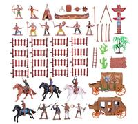 CAKEEYUM Figurines amérindiennes, Jouets de Cowboys, Ensemble de Jeu Far West avec modèles détaillés pour Un Jeu créatif et la Construction scènes, Figurines amérindiennes, Indiennes, Joue
