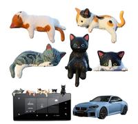 CAKEEYUM Figurines de Mini Chat en résine, 5 pièces, décorations d'ordinateur, Adorable Chat, décor de Voiture pour Tableau Bord, Console Centrale et Bureau