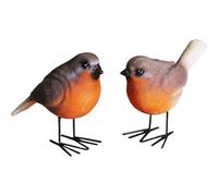 CAKEEYUM Figurines d'oiseaux en résine, Statue de Robin, Sculptures d'animaux Mignons, décor pour pelouse, Jardin, 2 pièces