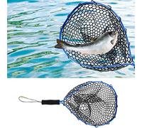 CAKEEYUM Filet de pêche à la Mouche, Filet de pêche à la Truite, Capture et libération, en Alliage d'aluminium Ultra léger, en Caoutchouc, Bleu-Noir, Filets Mouche pour Saumon, Caoutchouc f