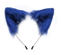 CAKEEYUM Fox Wolf Cat Ears Headwear Accessoires de Costume pour Halloween Noël Cosplay Party (Bleu) Oreilles de Chat Fox Bandeau Oreille Bandeau Loup