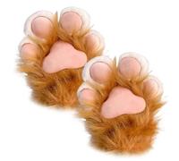 CAKEEYUM Gants de Patte de Chat 1 Paire Mitaines en Peluche à Pattes Fourrure Gants Therian pour Accessoires déguisement Convention Cosplay et d'anime Orange