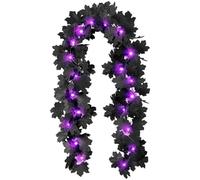 CAKEEYUM Garlande d'halloween avec 20 lumières LED 6, 6 Pieds Maple Leaf Garland Batlandais Faire des Feux de Feuille de Feuille d'halloween pour Le Manteau cheminée Home Party Purple