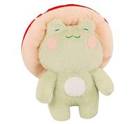 CAKEEYUM Grenouille Champignon 42 cm, Peluche Grenouille Mignonne avec Chapeau Champignon Rouge, Coussin Super Doux pour Décoration de Chambre, Cadeau Kawaii, Peluche, Coussin, Douillette