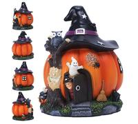 CAKEEYUM Halloween Statue Resin Luminal Witch Pumpkin Ornement de Citrouille étanche Halloween Pumpkin Decorations for Garden Outdoor Statue, Ornement, décorations, Hallowee