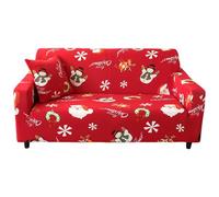 CAKEEYUM Housse de canapé de noël thème père noël, Housse canapé 3 Places, élastique et Douce, Lavable, décoration Maison