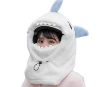 CAKEEYUM Housse de Casque de Ski Housse Casque Snowboard en Forme Requin Mignon avec Cordon Serrage, écharpe Chapeau Chaude et Coupe-Vent pour l'équitation, Le Ski, l'escalade, Le Snowboard, la