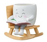 CAKEEYUM Jardinière de Visage drôle en résine, Chaise à Bascule, 4.7x4.6x4.2 Pouces, tête de Fleur, Pots Plantes Mignons pour Plantes succulentes d'intérieur et d'extérieur