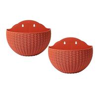 CAKEEYUM Jardinière Murale 2 pièces jardinière Murale à Suspendre clôture Demi-Ronde avec Drainage et Crochet monté pour Balcon Balustrade de Jardin intérieur extérieur Brique-Rouge