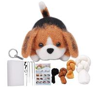 CAKEEYUM Kit de feutrage à l'aiguille Animaux Kits de feutrage à l'aiguille pour débutants Chien Mignon Ensemble Laine et d'aiguilles Bricolage avec Instructions pour Kits projets d'artisanat