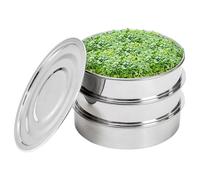 CAKEEYUM Kit de Germination de graines empilables en Acier Inoxydable, Plateau à 2 Niveaux en Maille pour Micro pousses, Comprenant 1 Base et 1 Couvercle.