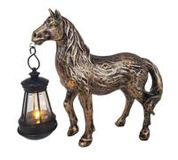 CAKEEYUM Lampes solaires de Jardin en résine, Figurines de Cheval avec Lanterne Solaire, Style LED, Statue Cheval, pour Patio, pelouse, Cour, décorations Jardin, lumières, Figurines, Statue, LED