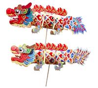 CAKEEYUM Lanterne de Dragon en Papier 2 pièces Lanterne en Papier Chinoise Mignonne avec Poteau décorations du Nouvel an Chinois Dragon, lanternes, décorations du Nouvel an