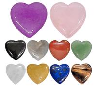 CAKEEYUM Lot de 10 Pierres précieuses en Forme de cœur 2 cm, 10 Couleurs, sans Trou, faciles à bricoler, pour la Fabrication Bijoux, Cristaux et Pierres décoratifs pour micropaysage, Pot Fleurs, Jard