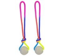 CAKEEYUM Lot de 2 balles pour Chien avec Corde Qui Brillent dans Le, Jouets interactifs résistants à la Mastication, pour Chiots, Chiens de Petite et Moyenne Taille, Jeu intérieur et extérieur