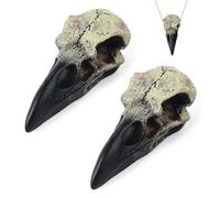 CAKEEYUM Lot de 2 crânes de Corbeau, Gothique en résine, crâne d'animal, Sculpture Murale à Suspendre pour la Maison, Faux os d'oiseau, Bijoux, Collier, décoration 6, 1 cm, Corbeau, Animal, décor, os