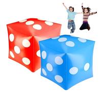 CAKEEYUM Lot de 2 dés gonflables de 30 x 30 cm (11, 8 x 11, 8 Pouces) en PVC, Bleus et Rouges, pour Jeux d'intérieur et d'extérieur (Plage, Piscine, etc.).