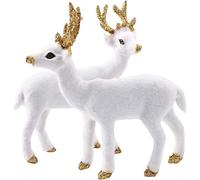 CAKEEYUM Lot de 2 Figurines d'animaux de Noël 15 x 15 cm, Simulation Renne Blanc réaliste, décoration cerf Debout pour Noël, Cadeaux fête à la Maison, Fournitures Figurines d'animaux, Renne Noë