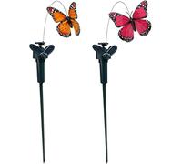 CAKEEYUM Lot de 2 Papillons solaires sur Piquet de Jardin réaliste Volant Flottant, décorations résistantes aux intempéries pour Jardin, Cour, Piquet pelouse, mais
