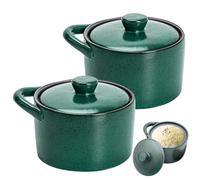 CAKEEYUM Lot de 2 salières et sucrières Vintage en céramique de 240 ML avec Couvercle et Porte cuillère, résistantes à la Chaleur, pour la Cuisine la Salle à Manger.