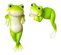 CAKEEYUM Lot de 2 Statues de Grenouille adorables et Amusantes en résine, Statue Grenouille penchée et couchée, décorations Plantes suspendues pour Pots, Cour, pelouse, Jardin