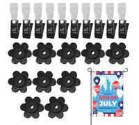 CAKEEYUM Lot de 20 Pinces et butées pour Drapeaux de Jardin, Anti Vent, en Caoutchouc réglable, pour mâts Drapeau.
