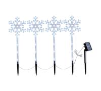 CAKEEYUM Lot de 4 Lampes solaires de Noël d'extérieur à LED en Forme Flocon Neige avec piquets - Étanches - Longue durée - pour terrasse, Cour, Porche, pelouse, Jardin