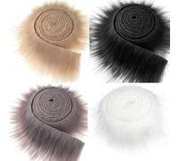 CAKEEYUM Lot de 4 masques Therian en tissu pelucheux 59 pour masque d'Halloween, facile à couper, garniture en fourrure douce, fausse fourrure pour bricolage, mascarade, cosplay Therian, F