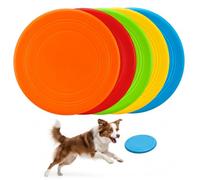 CAKEEYUM Lot de 5 disques Volants pour Chiots, Souples et flottants, pour l'entraînement et Les Jeux interactifs en extérieur. Convient aux Chiens de Petite Moyenne Taille (Orange, Rouge, Vert, Jaune