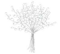 CAKEEYUM Lot de 50 Fleurs argentées en Cristal Acrylique à 3 Branches de 15 cm avec 18 Perles Tombantes - Fleurs élégantes à Paillettes pour fête Mariage et décoration la Maison - argentées -