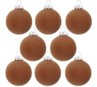CAKEEYUM Lot de 8 Boules de Noël 6 cm en Velours à Suspendre pour Sapin Noël, Couronne, Guirlande, Marron