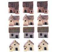 CAKEEYUM Maison Miniature en résine de Pierre, 12 pièces, pour l'artisanat, Jardins féeriques, Mini Maison, pour bonsaï de Cour, Micro décoration Paysage