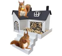 CAKEEYUM Maisons d'écureuil pour l'extérieur, mangeoire à écureuils en Fer 9, 4 × 7, 3 × 6, 4 avec fenêtre Transparente et Marche pour arrière-Cour, Jardin, Jardinage extérieur