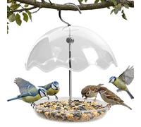CAKEEYUM Mangeoire à Oiseaux de Style Parapluie pour l'extérieur à Suspendre avec Plateau Amovible 200 ML en Plastique Transparent pour Oiseaux Sauvages pour Porche et Balcon