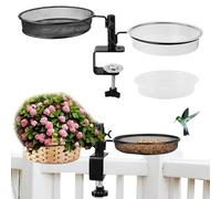 CAKEEYUM Mangeoire à Oiseaux pour Balcon, mangeoire à Oiseaux rotative 360 ° 2 Couches, clôture en métal Robuste, Baignoire Amovible et pour Un Jardinage de Garde-Corps de 2 Pouces Maximum