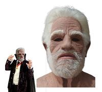 CAKEEYUM Masque de Vieil Homme pour Halloween, Masque réaliste en Latex Respirant, Visage ridé, Cheveux et Barbe Blancs, d'halloween pour Accessoires d', Masques de fête Cosplay