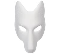 CAKEEYUM Masque Therian Halloween Fox Mask Cuir Costume DIY Blank Japanese Kabuki Kitsune Halloween Masques pour la Mascarade Costume Prop Therian, Chat, Renard, Mascarade