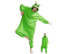 CAKEEYUM Onesie Adulte, Alien Onesie Pyjama Doux Chaud Polaire Halloween Costumes Lâche Noël Cosplay Costume Femmes Hommes, XL Adulte, Pyjamas, Costumes d'halloween
