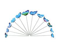 CAKEEYUM Piquets de Papillons de Jardin, Piquet Plante en métal, Ornements Jardin, Patio, Balcon, décorations pelouse, Bleu, 12 pièces, Jardinage