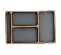 CAKEEYUM Plateau de voiturier en Bois avec Compartiment incrusté de Cuir, Organisateur Table Nuit pour Hommes et Femmes, Plateau fourre-Tout pour clés, téléphone, Portefeuille, Montre, écouteurs