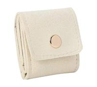 CAKEEYUM Pochette à Bijoux de Voyage Pliable en Cuir Mini étui de Voyage à Bijoux Organisateur Protection pour Boucles d'oreilles Bagues Colliers Beige Petit étui, Mini Sac, C