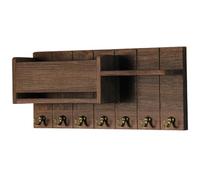 CAKEEYUM Porte-clés et courrier pour mur de clés en bois avec 6 crochets organisateur mural moderne pour stocker des magazines de lettres et des parapluies
