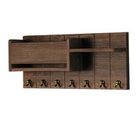 CAKEEYUM Porte-clés et courrier pour mur, porte-clés en bois avec 6 crochets, organisateur mural moderne pour ranger lettres, magazines et parapluies -courrier pour, montage, support