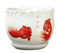 CAKEEYUM Pot de fleurs en céramique de 13,5 cm avec drainage et soucoupe pour intérieur et extérieur