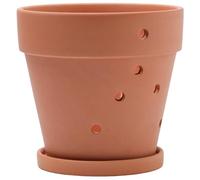 CAKEEYUM Pots à orchidées avec Trous, en Terre Cuite, avec Soucoupe, pour rempotage, pour Usage intérieur et extérieur, 8 × 7 Pouces