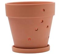 CAKEEYUM Pots à orchidées avec Trous, Pots en Terre Cuite avec Soucoupe, jardinière d'orchidées pour rempotage, pour Usage intérieur et extérieur, 7 × 6 Pouces